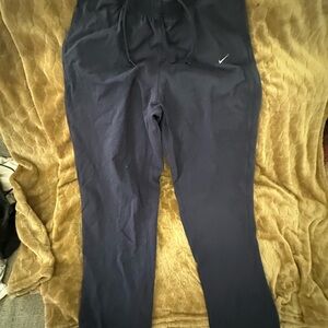 Large Nike Dark Navy Drawstring Track Pants with White Swoosh